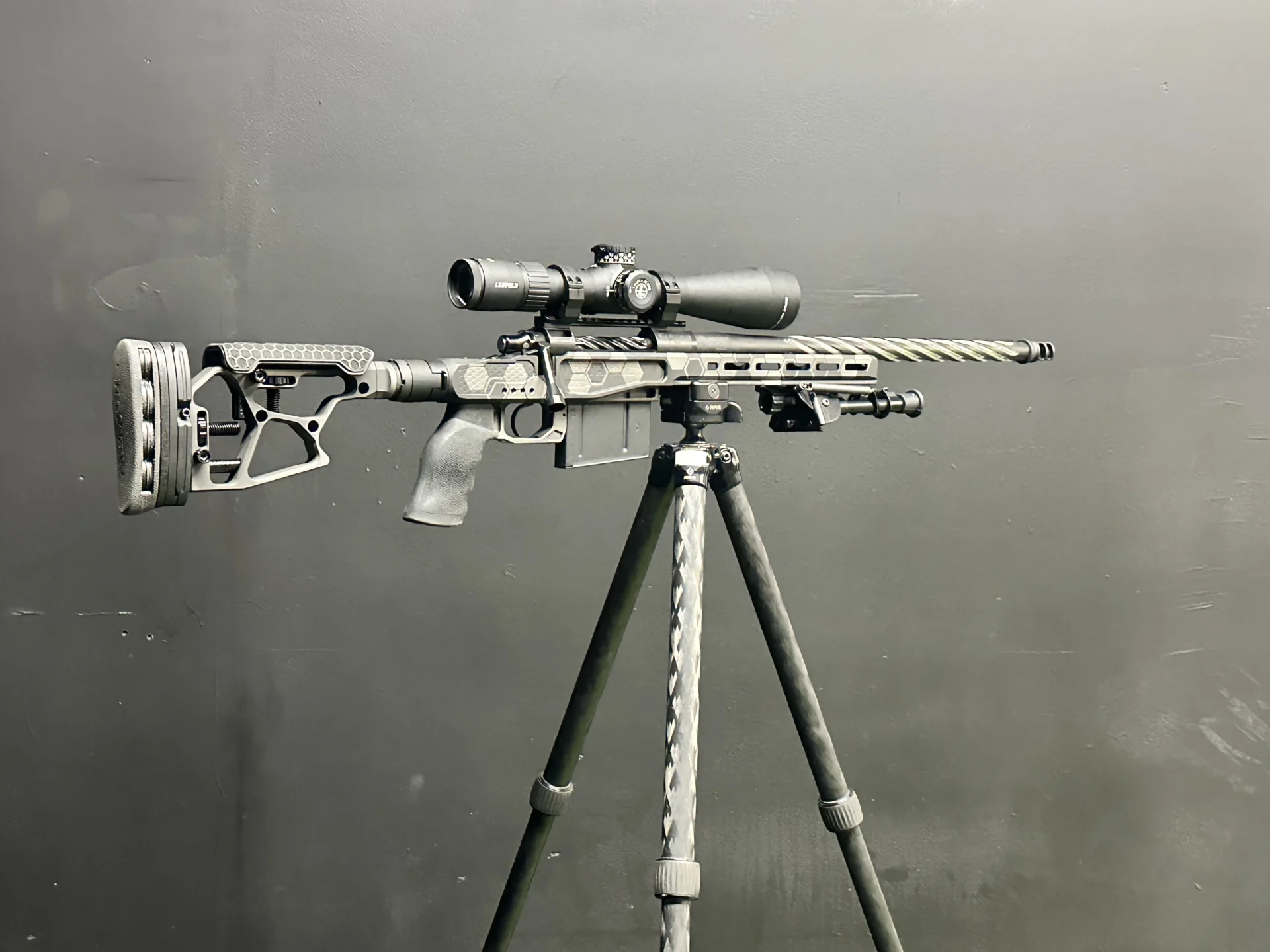 Custom competition rifle with Defiance action, XLR chassis and fluted Bartlein barrel by Windage Weaponry