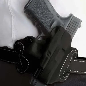 DESANTIS MINI SLIDE HOLSTER - OWB LH LEATHER S/A HELLCAT BLK