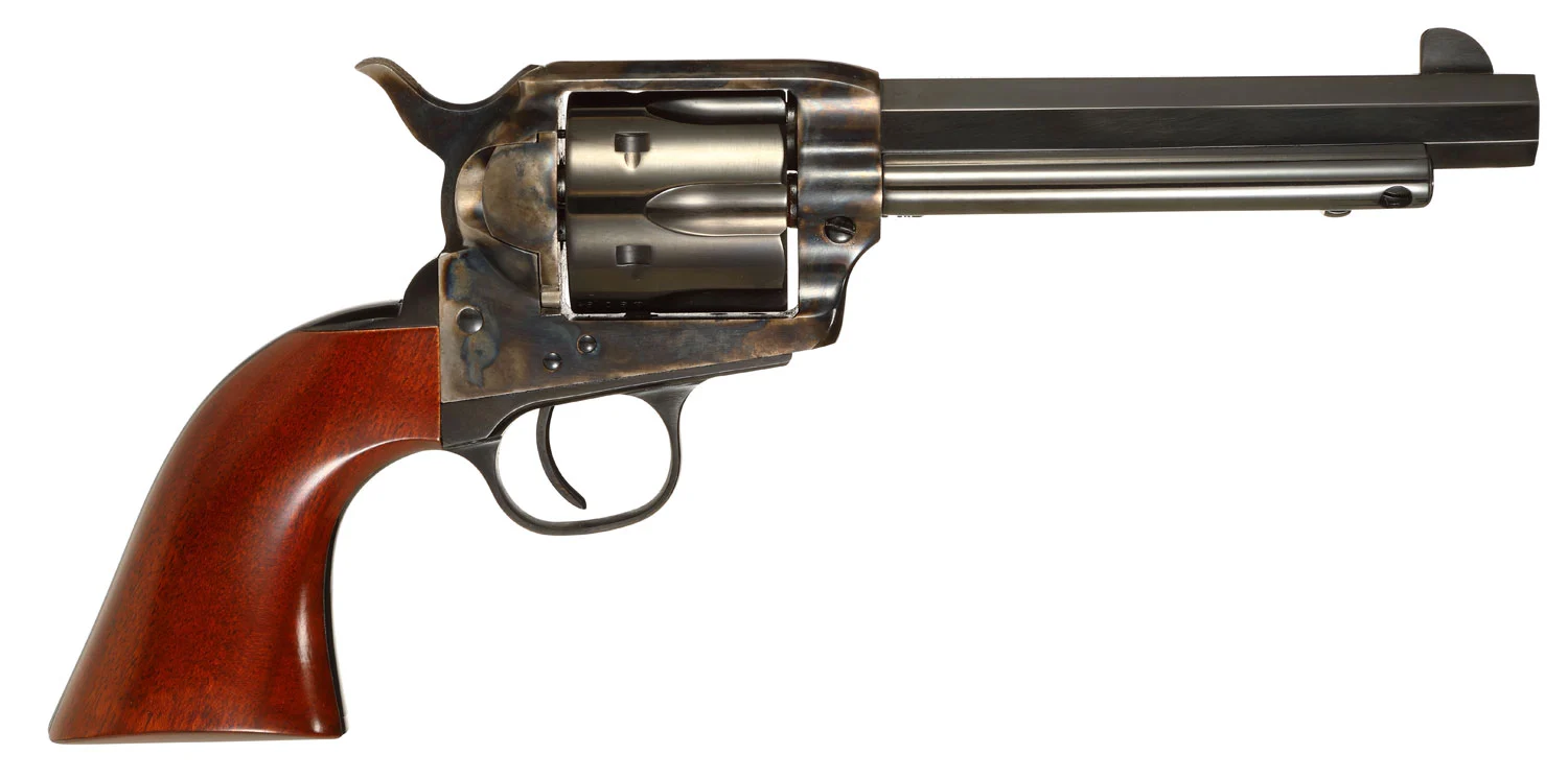 Taylors & Company 556105 1873 Cattleman Drifter 357 Mag Caliber with 5.50" Blued Finish Barrel, 6rd Capacity Blued Finish Cylinder, Color Case Hardened Finish Steel Frame & Walnut Grip