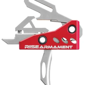 Rise Armament RA535APT RA-535 High Performance Single-Stage Straight Trigger with 3.50 lbs Draw Weight & Silver/Red Hardcoat Anodized Finish for AR-Platform