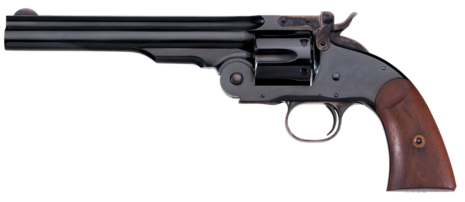 Taylors & Company 550677 Second Model Schofield 38 Special Caliber with 7" Barrel, 6rd Capacity Cylinder, Overall Blued Finish Steel & Walnut Grip