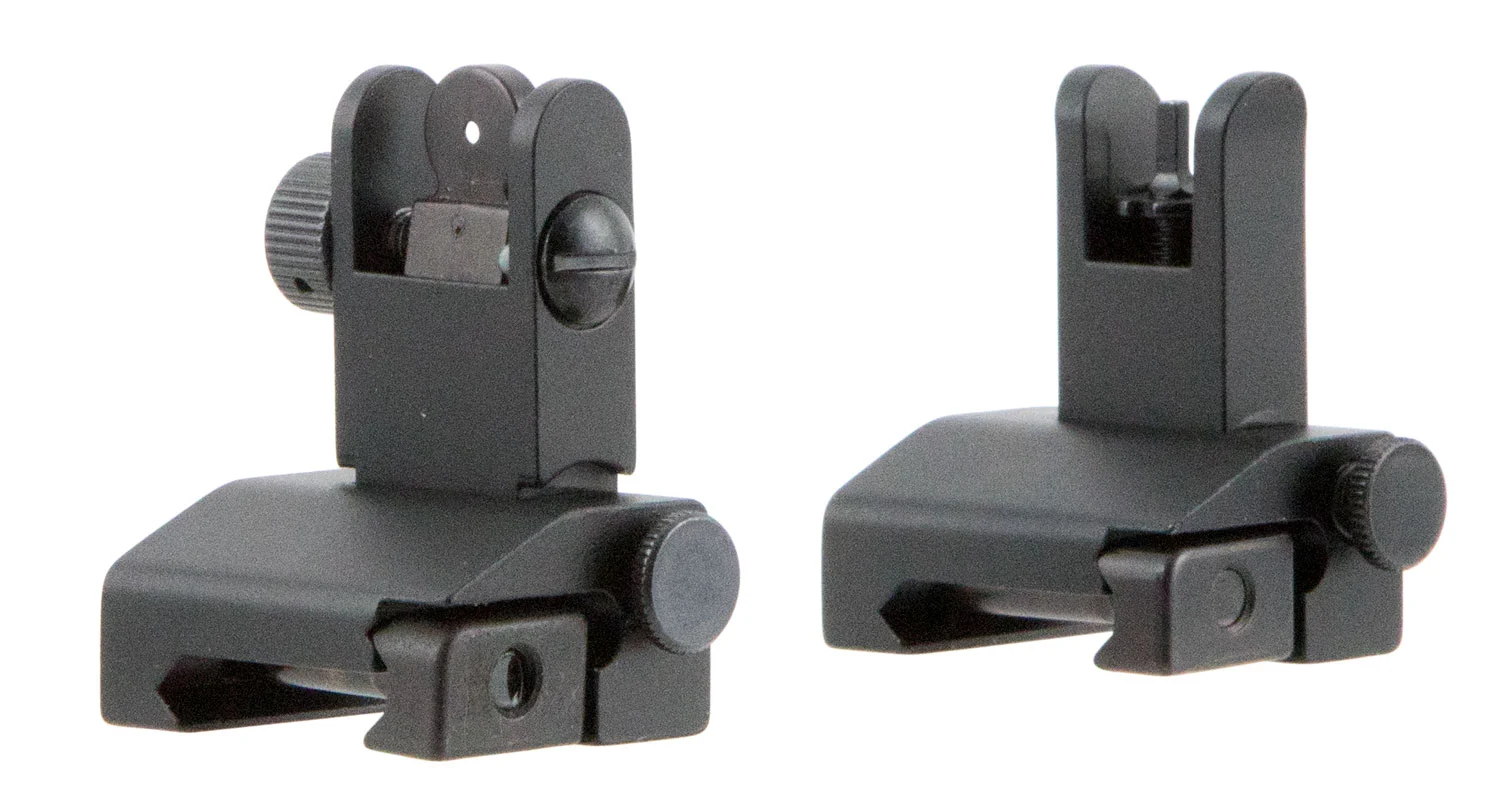 TacFire IS002 Pop Up Iron Sights/Spring Loaded Black Anodized Flip Up for AR-Platform