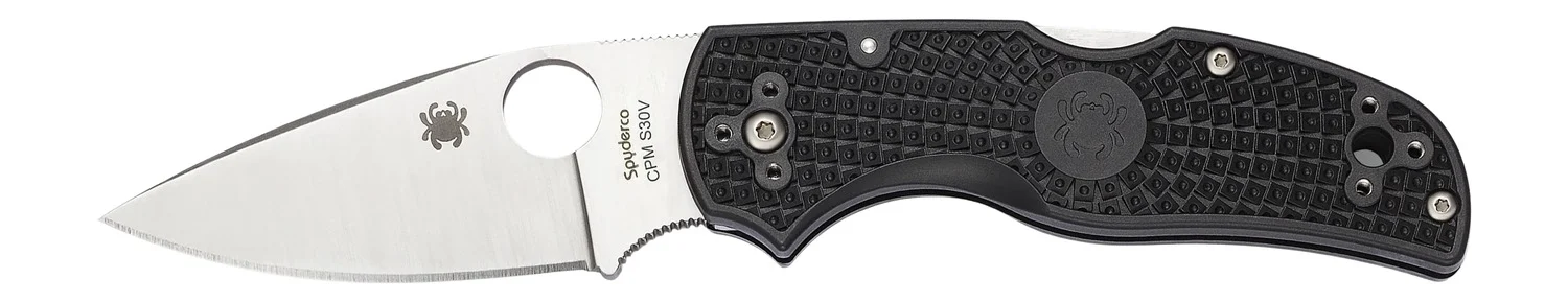Spyderco C41PBK5 Native 5 Lightweight 2.95" Folding Spear Point Plain CPM S35VN SS Blade Black Bi-Directional Texturing FRN Handle Includes Pocket Clip