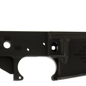 Spikes STLS045 No Logo Stripped Lower Receiver Multi-Caliber 7075-T6 Aluminum Black Anodized for AR-15