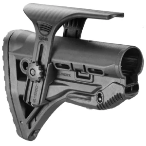 FAB Defense FXGLSHOCKCP GL-Shock CP Buttstock for AR-15/ M16/ M4 w/Adjustable Cheek-Rest & Anti-Rattle Mechanism Black Mil-Spec Reinforced Polymer