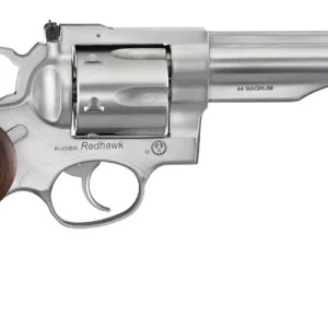 Ruger 5043 Redhawk 44 Special/44 Rem Mag 6rd, 5.50" Satin Stainless Steel Barrel, Dual Chambered Satin Stainless Cylinder & Frame, Hardwood Grip