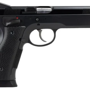 CZ-USA 91731 A01-LD  Full Size Frame 9mm Luger 19+1 4.93" Black Match Grade Bull Barrel, Blued Serrated Steel Slide, Blued Steel Frame w/Beavertail, Black Checkered Polymer Grip