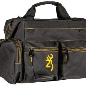 Browning 121095899 Black & Gold Shooter's Bag Black w/Buck Mark Logo Ripstop Polyester