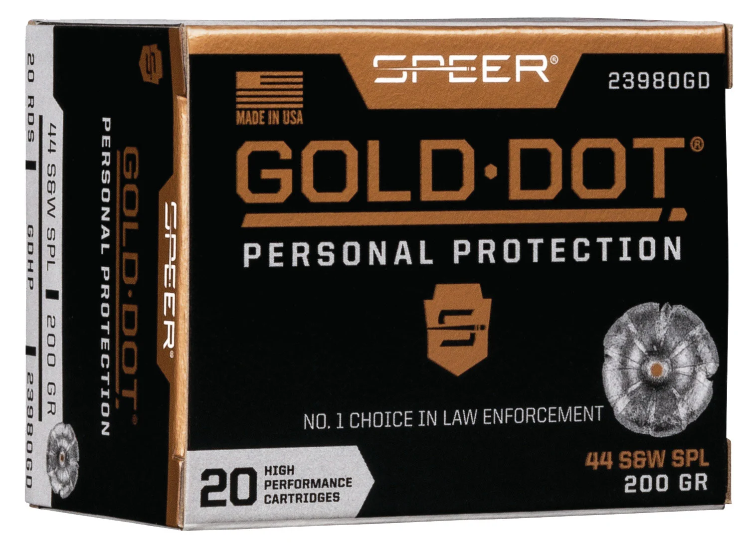 Speer 23980GD Gold Dot Personal Protection 44S&WSpl 200gr Hollow Point 20 Per Box/10 Case