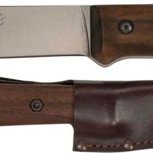 Ka-Bar BK62 Becker Kephart 5.13" Fixed Drop Point Plain Satin Stonewashed 1095 Cro-Van Blade, Walnut Handle, Includes Sheath