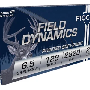 Fiocchi 65CMB Field Dynamics 6.5Creedmoor 129gr Pointed Soft Point 20 Per Box/10 Case