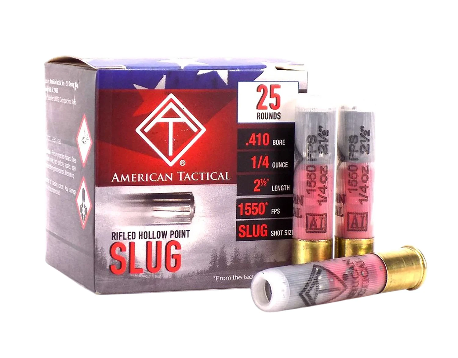 ATI ATIAC410R Shotshell 410Gauge 2.50" 1/4oz Slug Shot 25 Per Box/10 Case