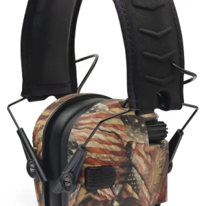 Walker's GWPRSEMBARM Razor Slim Electronic Muff 23 dB Over the Head USA Flag w/Black Polymer