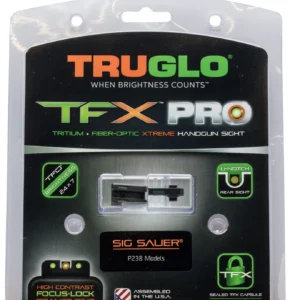 TruGlo TG13SG3PC TFX Pro Black | Green Tritium & Fiber Optic Orange Outline Front Sight Green Tritium & Fiber Optic Rear Sight