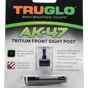 TruGlo TG231AK1 Tritium Rifle Front Sight Black-Green with White Outline for AK-47, AKM, AK-74