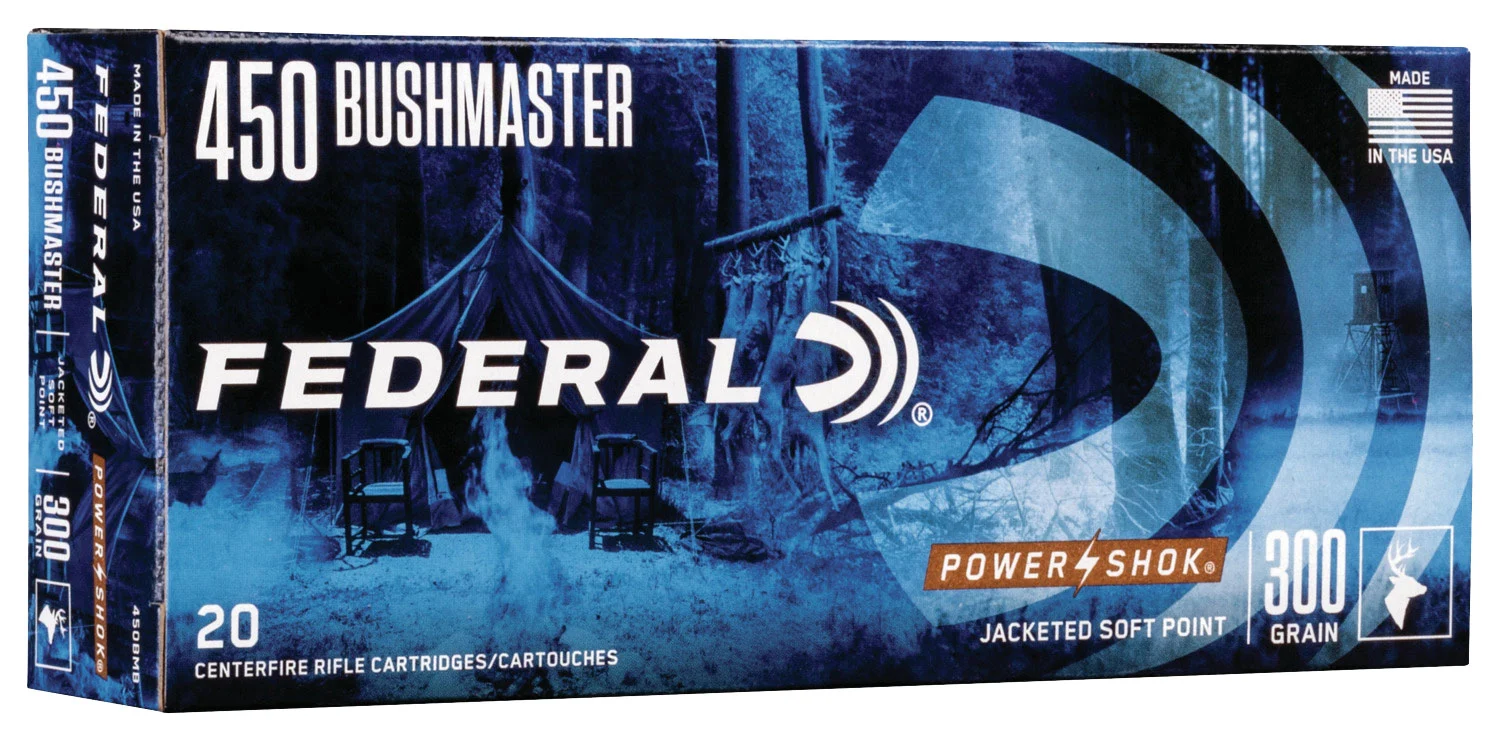 Federal 450BMB Power-Shok 450Bushmaster 300gr Jacketed Soft Point 20 Per Box/10 Case