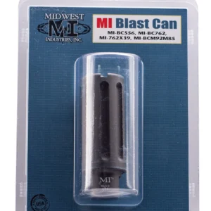 Midwest Industries MIBC556 Blast Can Black Hardcoat Anodized 6061-T6 Aluminum with 1/2"-28 tpi Threads, 3.38" OAL & 1.20" Diameter for 5.56x45mm NATO AR-Platform