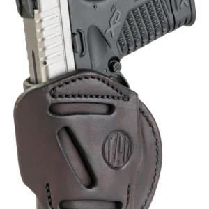 1791 Gunleather 4WH4SBRR 4-Way IWB/OWB Size 04 Signature Brown Leather Belt Clip Compatible w/Glock 26/S&W M&P Shield/Springfield XD/XDS Right Hand