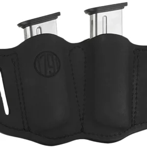 1791 Gunleather MAG21SBLA MAG2.1 Double Mag Holster Stealth Black Leather Belt Slide Belts 1.50" Wide Compatible w/ Single Stack Ambidextrous
