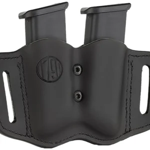 1791 Gunleather MAGF22SBLA MAG-F Double Mag Holster Stealth Black Leather Belt Slide Compatible w/ Double Stack Ambidextrous