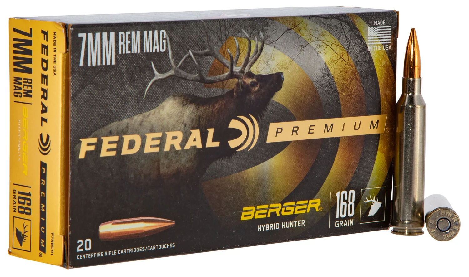 Federal PR7BCH1 Premium 7mmRemMag 168gr Berger Hybrid Hunter 20 Per Box/10 Case