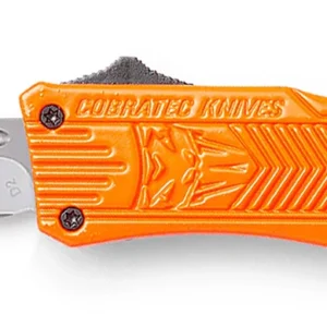 CobraTec Knives SORCTK1SDNS CTK-1 Small 2.75" OTF Drop Point Plain D2 Steel Blade/Orange Aluminum Handle Features Glass Breaker Includes Pocket Clip