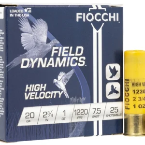 Fiocchi 20HV75 Field Dynamics High Velocity 20Gauge 2.75" 1oz 7.5Shot 25 Per Box/10 Case