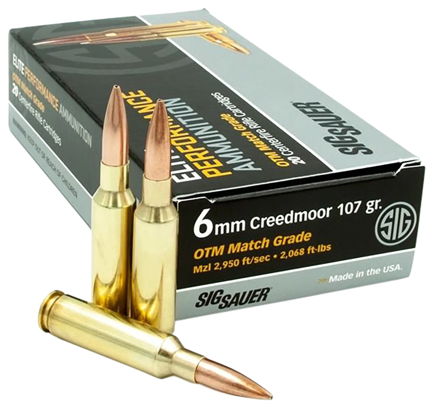 Sig Sauer E6MMCM220 Marksman Elite 6mm Creedmoor 107 gr Open Tip Match 20 Per Box/ 10 Case