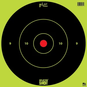 Pro-Shot 12BGREENTG12PK SplatterShot 12" Bullseye Hanging Heavy Paper Black/Red Impact Enhancement Yes White 12 PK
