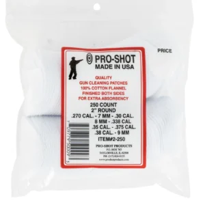 Pro-Shot 2250 Cleaning Patches .270 - .38 Cal 2" Round Cotton Flannel 250 Pack