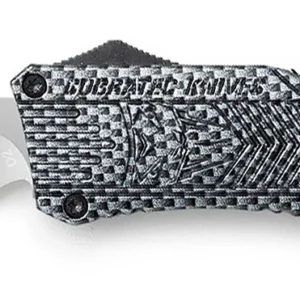 CobraTec Knives LCFCTK1LDS CTK-1 Large 3.75" OTF Drop Point Part Serrated D2 Steel Blade/ Carbon Fiber Aluminum Handle Features Glass Breaker Includes Pocket Clip