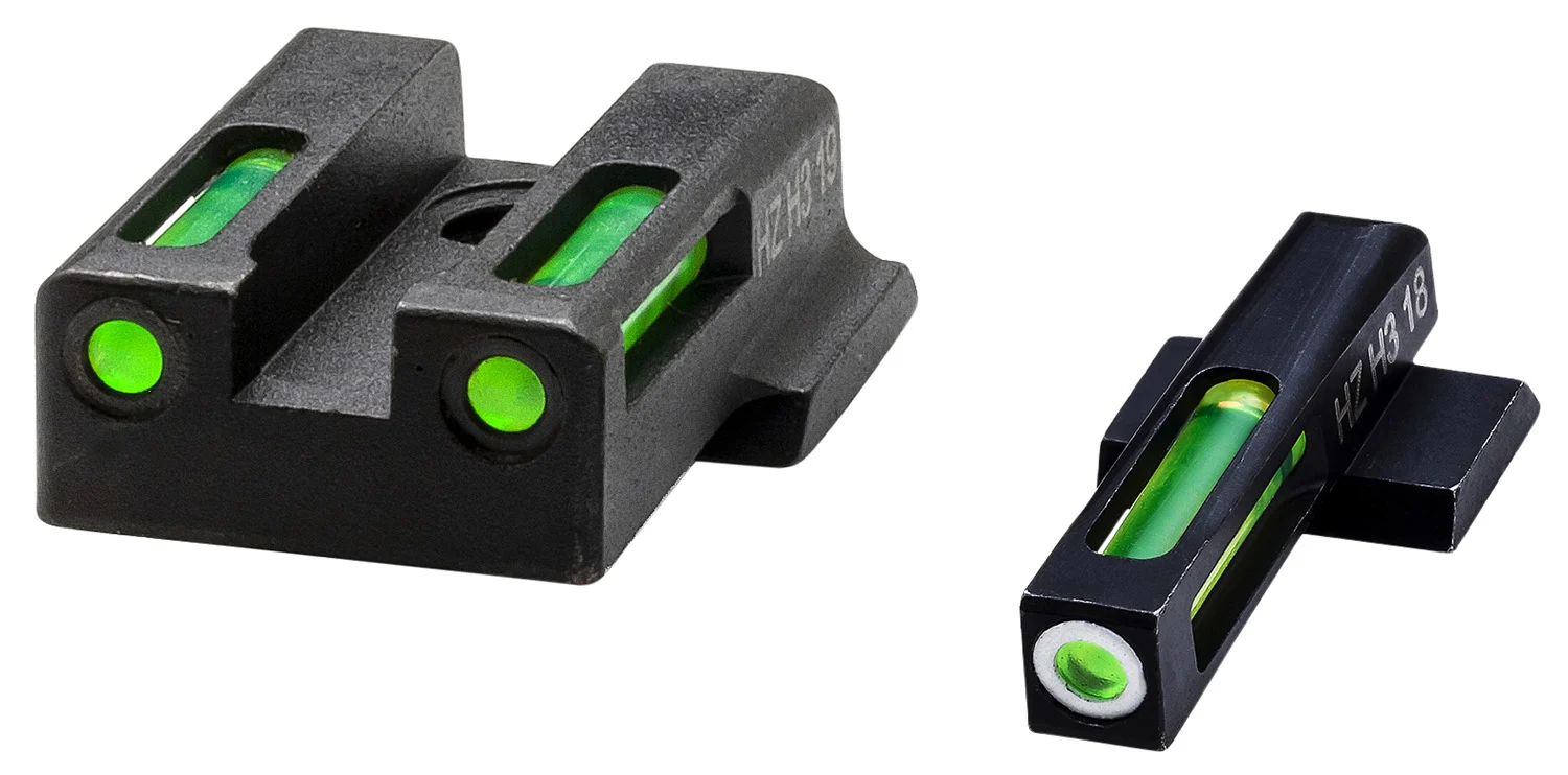 HiViz 9EZN321 LiteWave H3 Sight Set for S&W 9EZ Green Tritium White Outline Front Sight-Green Fiber Optic Rear Sight
