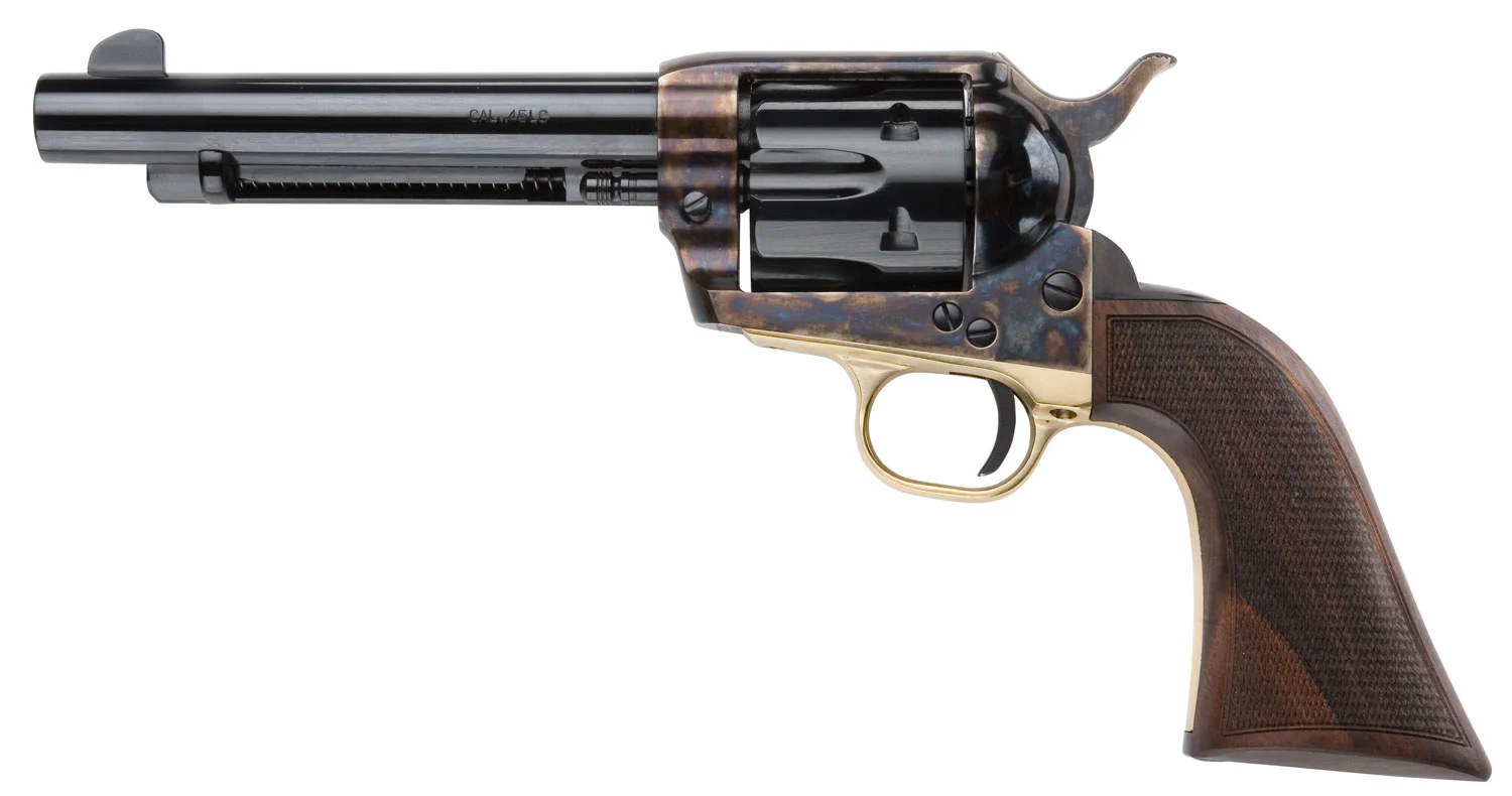 Pietta HF45ALC512NMCW 1873 Great Western II Alchimista II 45 Colt (Long Colt) 6rd 5.50" Blued Steel Barrel & Cylinder, Color Case Hardened Steel Frame, Checkered Walnut Army Grip, Exposed Hammer