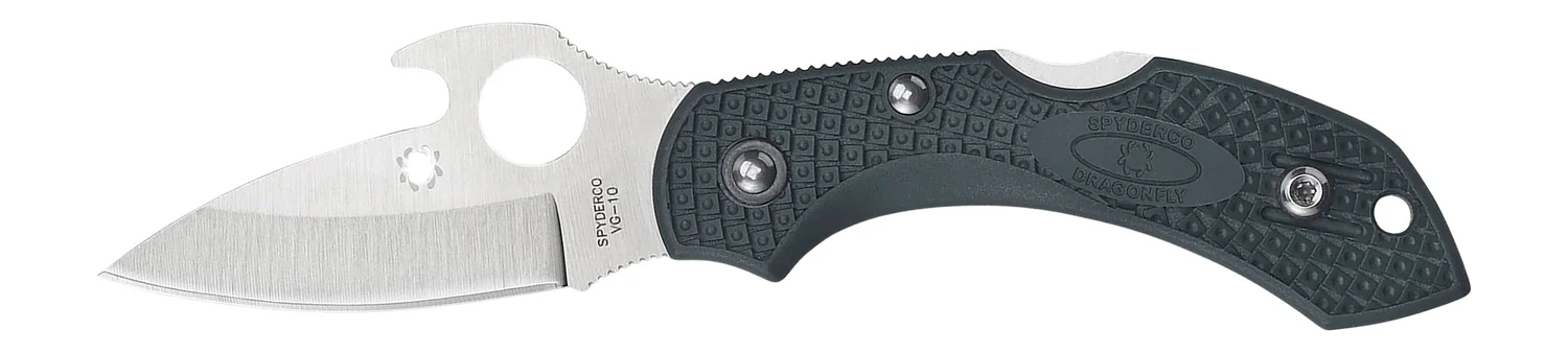 Spyderco C28PGYW2 Dragonfly 2 2.28" Folding Drop Point Plain VG-10 SS Blade Gray Bi-Directional Texturing FRN Handle Includes Pocket Clip