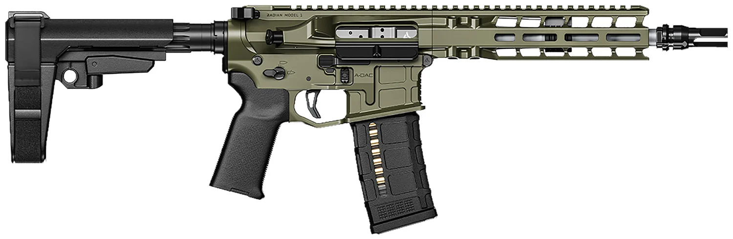 Radian Weapons R0505 Model 1 Pistol 300 Blackout 30+1 9", OD Green Billet Rec/M-Lok Handguard, Smooth Buffer Tube (No Brace), Magpul Grip, Ambi Controls, Dead Air QD Flash Hider, Adj. Trigger
