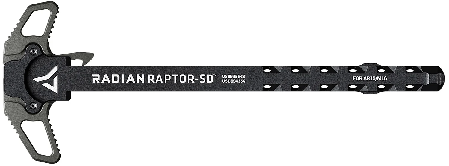 Radian Weapons R0561 Raptor SD Ambi Charging Handle, Radian Gray, Gas Ported Shaft, Fits Mil-Spec AR-15/M16 Platform