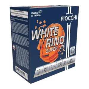 Fiocchi 12WRSL8 Exacta Target White Rino Super Light 12Gauge 2.75" 1 1/8oz 8Shot 25 Per Box/10 Case
