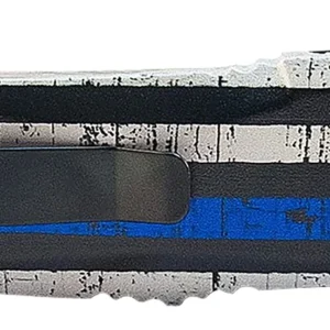Templar Knife MBTB131 Gen II Back The Blue Slim 3.43" OTF Dagger Plain Black Oxide Stonewashed 440C SS Blade, 5.05" Black & White w/Blue Line Aluminum Handle, Glass Breaker