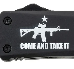 Templar Knife LAR15431 Gen II Come And Take It Large 3.50" OTF Dagger Part Serrated Black Oxide Stonewashed 440C SS Blade, 5.25" Black w/ "Come And Take It" AR-15 Gun Aluminum Handle, Glass Breaker