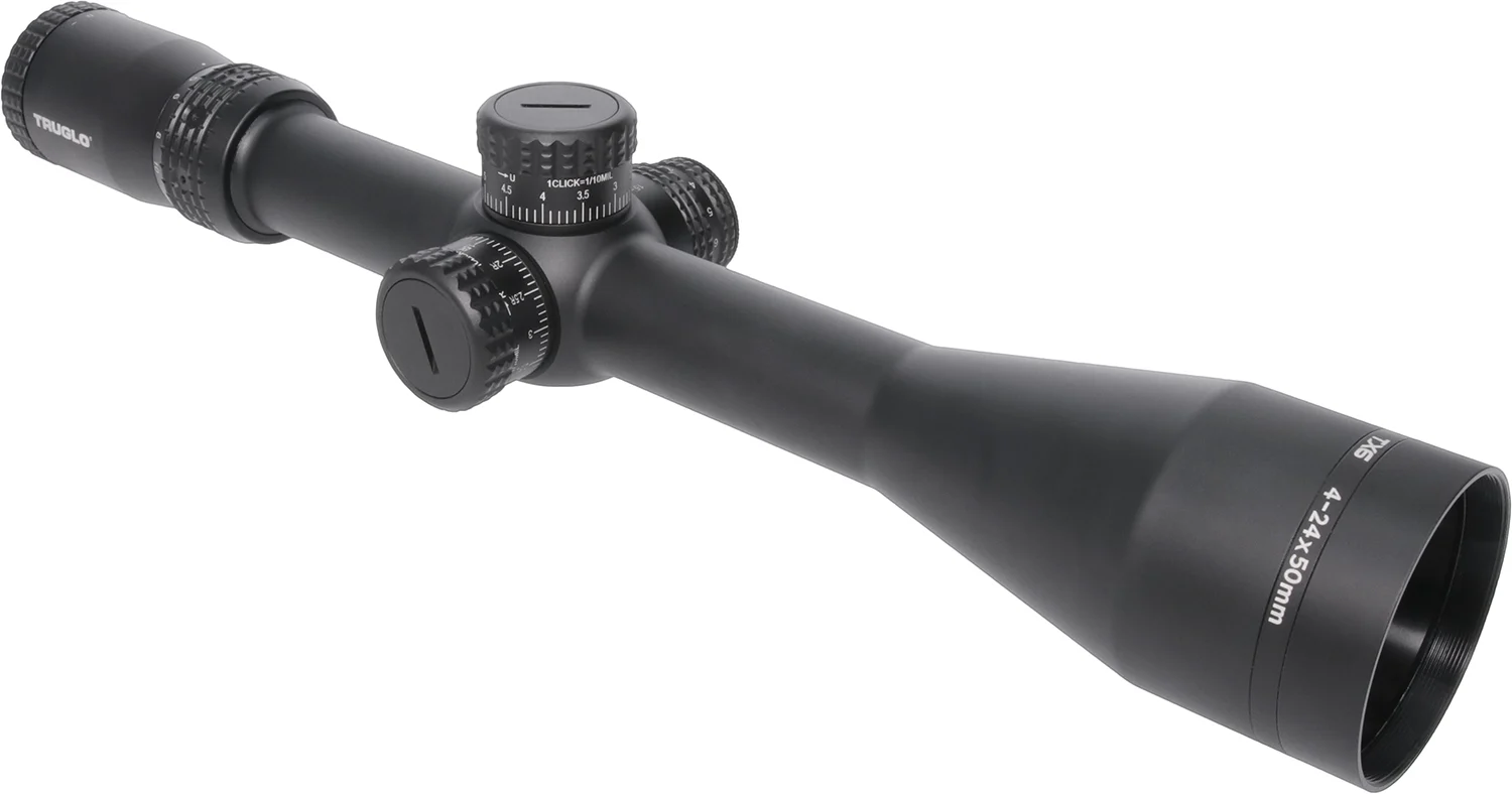 Truglo TG8542TF TX6 4-24x 50mm Obj 30mm Tube Black Finish Illuminated Milliradian First Focal Plane