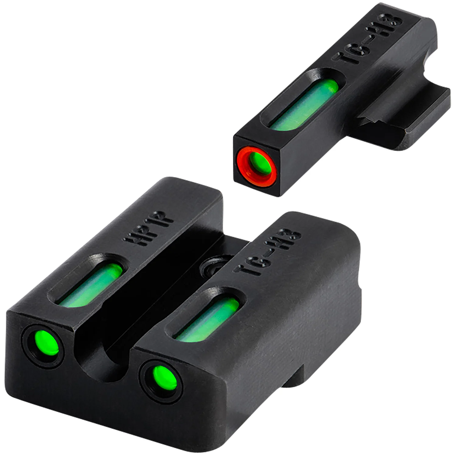 TruGlo TG13KS1PC TFX Pro Black | Green Tritium & Fiber Optic Orange Outline Front Sight Green Tritium & Fiber Optic Rear Sight