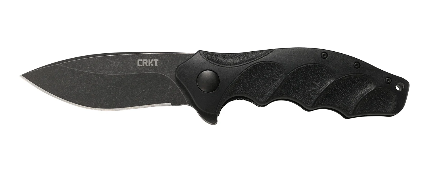 CRKT K221KKP Foresight Assisted 3.53" Folding Modified Drop Point Plain Black Stonewashed 4116 Stainless Steel Blade/ Black Contoured GRN Handle Includes Pocket Clip
