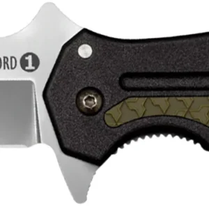 Cold Steel CS20MWC Crawford 1 3.50" Folding Plain 4034 Stainless Steel Blade/Black w/OD Green Traction Inlays GRN Handle Includes Pocket Clip