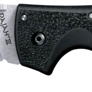 Cold Steel CS62JM Rajah III 3.50" Folding Drop Point Plain Stone Washed AUS-10A SS Blade/Black Griv-Ex Handle Includes Pocket Clip
