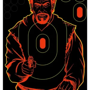 Birchwood Casey 34647 Shoot-N-C Reactive Target Self-Adhesive Paper Black/Red 12"x18" Bad Guy Silhouette 12 Pack