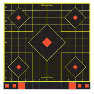 Birchwood Casey 34211 Shoot-N-C Sight-In Self-Adhesive Paper Black/Yellow/Red 12" 5-Diamond 100 Pack
