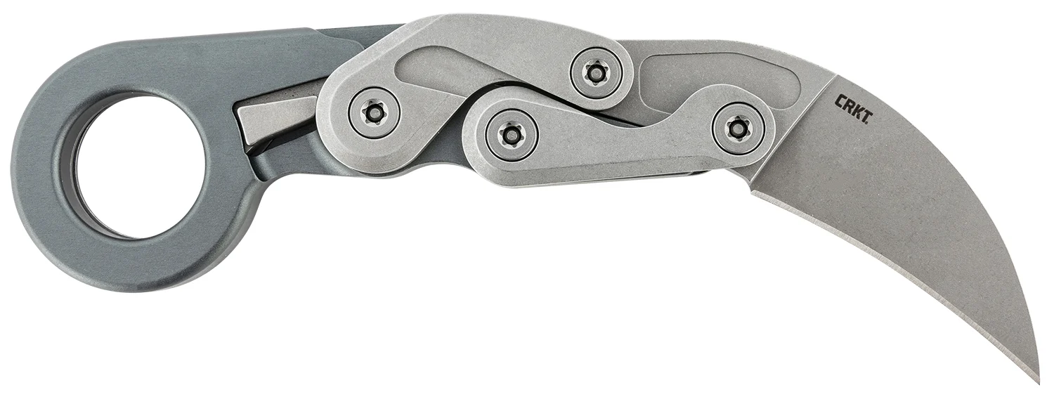 CRKT 4045 Provoke Compact 2.26" Folding Hawkbill Plain Stonewashed D2 Steel Blade, Stonewashed Aluminum Handle, Includes Pocket Clip
