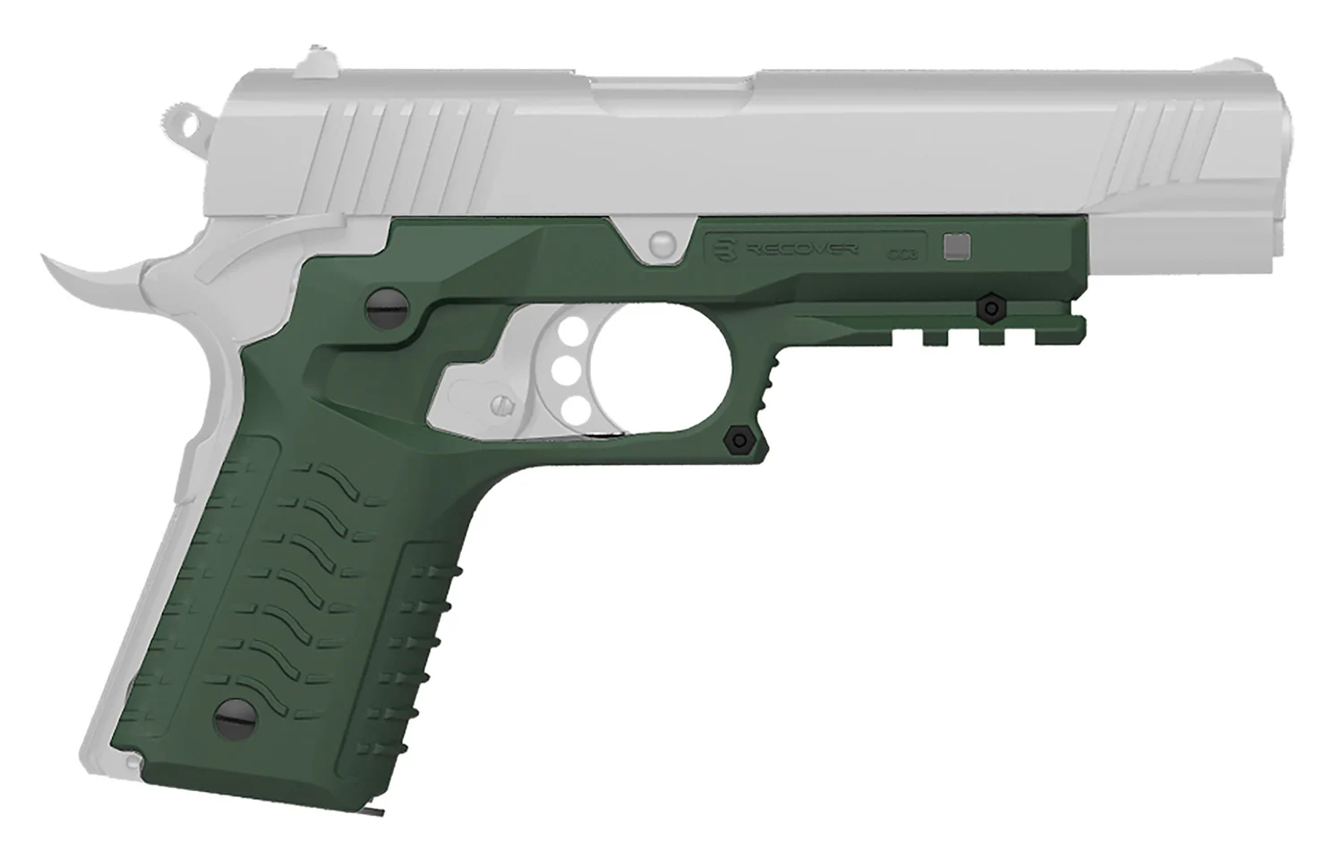 Recover Tactical CC3H03 Grip & Rail System OD Green Polymer Picatinny for Standard Frame 1911