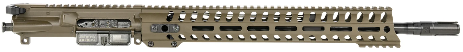 Patriot Ordnance Factory Minuteman Complete Upper 5.56x45mm NATO 16.50" Black Nitride Barrel Aluminum Patriot Brown Receiver 14.50" M-LOK Handguard Lo Pro DI Gas Block (Mid Length)