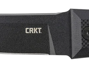 CRKT 2927 HZ6  6.50" Fixed Plain Black Matte Baked-On Anti Rust SK-5 Steel Blade/Black w/Carved X's G10 Handle Includes Sheath